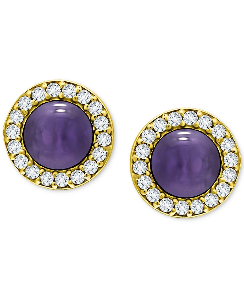 Giani Bernini Onyx & Cubic Zirconia Halo Stud Earrings Sterling Silver, Created for Macy's