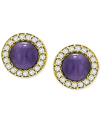 Giani Bernini Onyx & Cubic Zirconia Halo Stud Earrings Sterling Silver, Created for Macy's