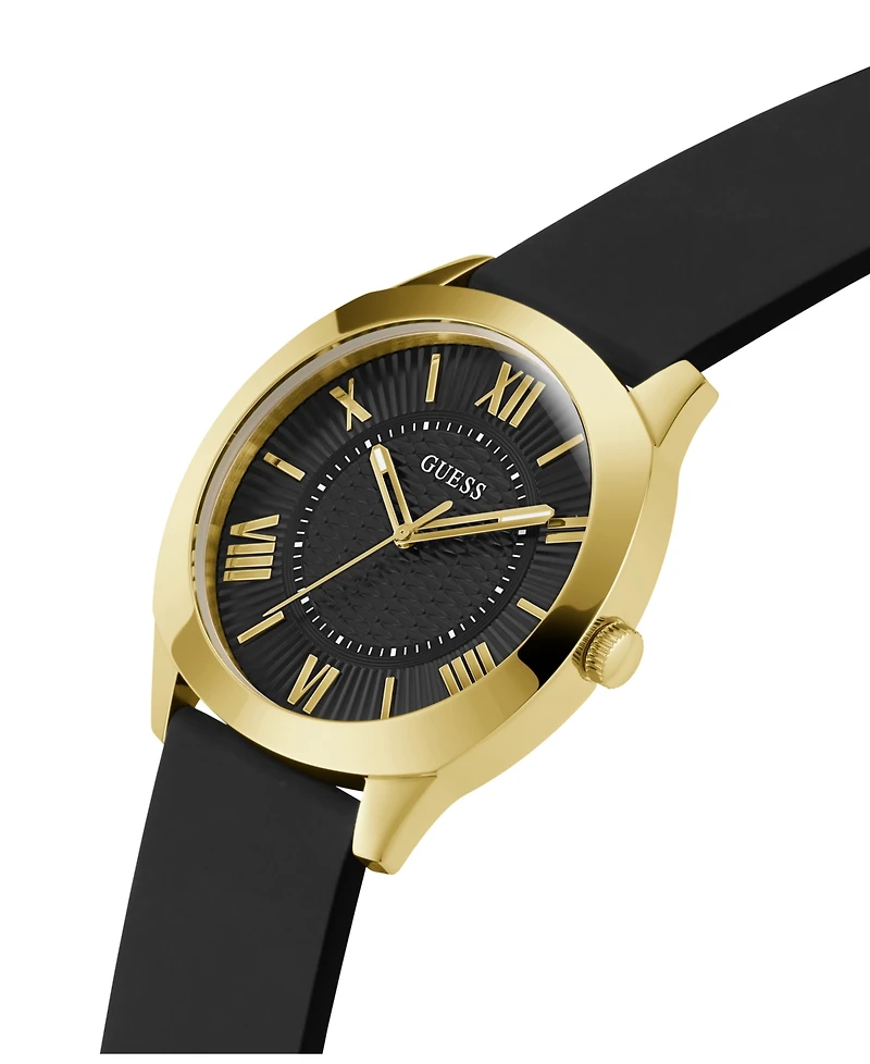 Guess Men's Analog Black Silicone Watch, 44mm