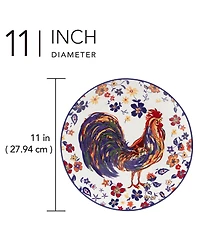 Certified International Morning Rooster Set of 4 Dinner Plates
