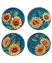Certified International Golden Sunflowers Set of 4 Dinner Plates