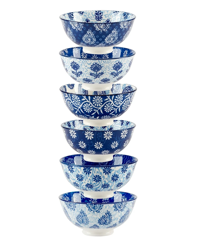 Certified International Carnival Blue Set of 6 All Purpose Bowl, 4.75" 6 Asst