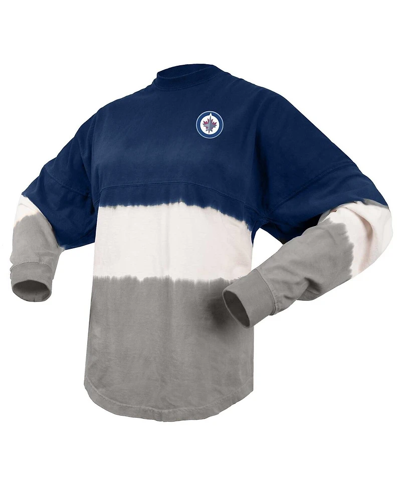 Women's Fanatics Branded Blue, Gray Winnipeg Jets Ombre Long Sleeve T-shirt