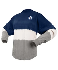 Women's Fanatics Branded Blue, Gray Winnipeg Jets Ombre Long Sleeve T-shirt