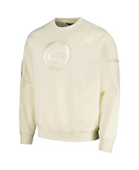 Men's Pro Standard Cream Chicago Cubs Neutral Drop Shoulder Pullover Sweatshirt