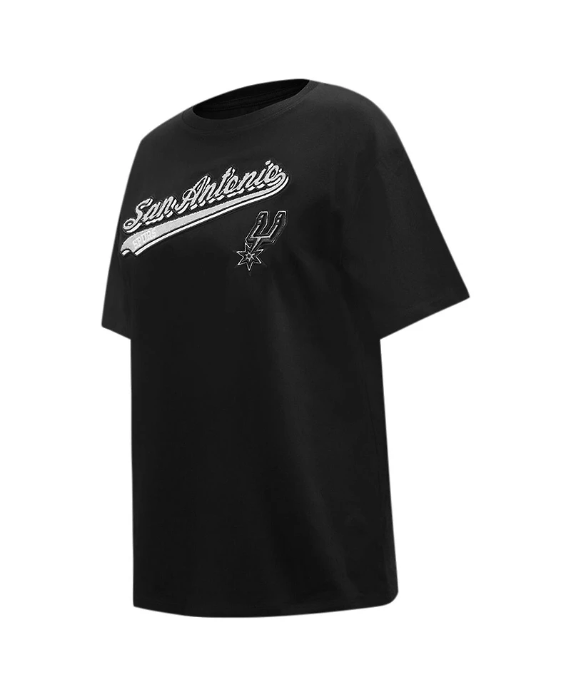 Women's Pro Standard Black San Antonio Spurs Script Boyfriend T-shirt