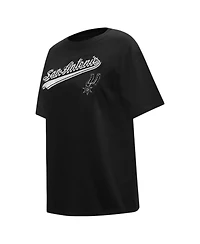 Women's Pro Standard Black San Antonio Spurs Script Boyfriend T-shirt