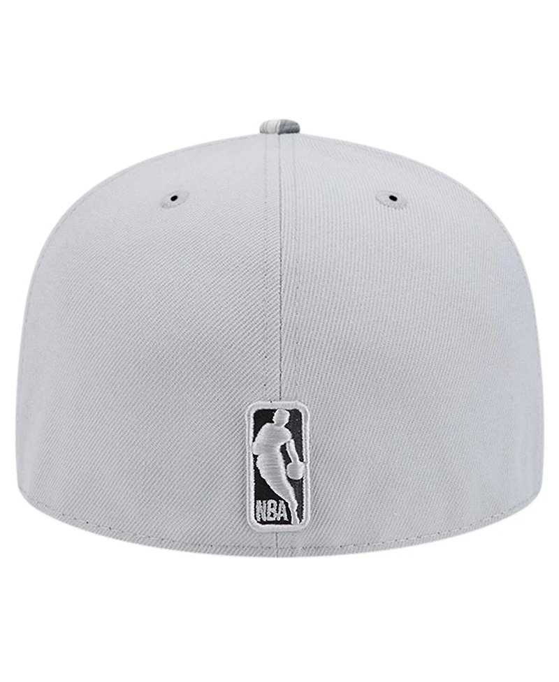 Men's New Era Gray Brooklyn Nets Active Color Camo Visor 59FIFTY Fitted Hat