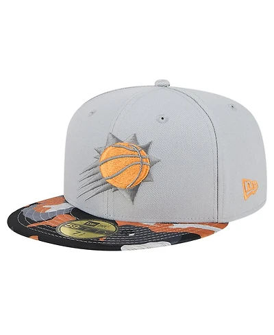 Men's New Era Gray Phoenix Suns Active Color Camo Visor 59FIFTY Fitted Hat