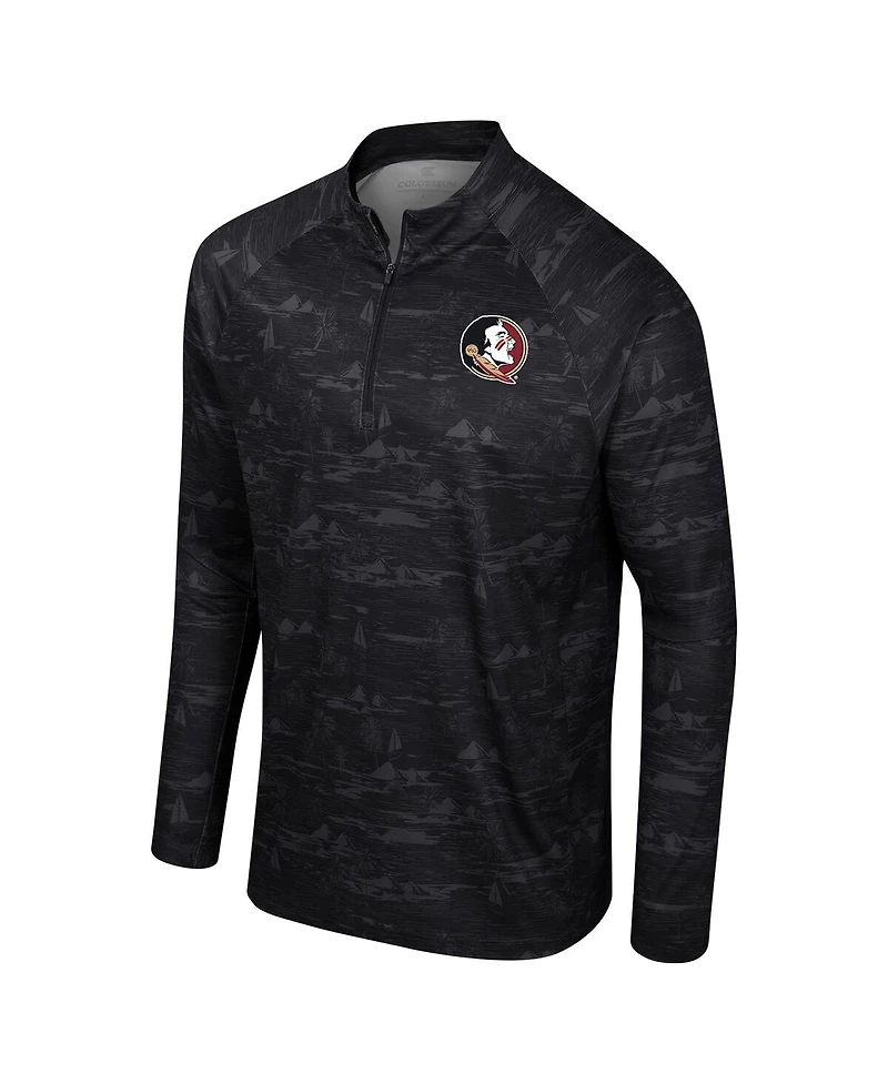 Men's Colosseum Black Florida State Seminoles Carson Raglan Quarter-Zip Jacket