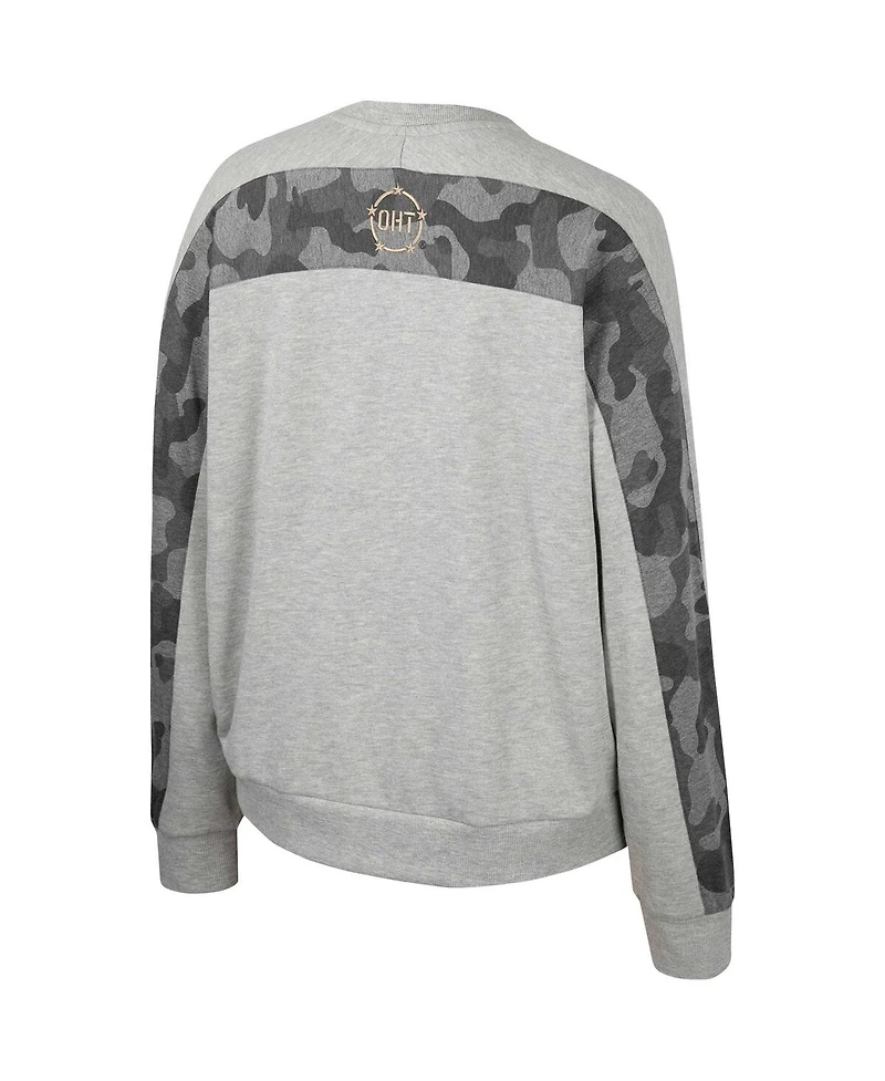 Women's Colosseum Heather Gray Penn State Nittany Lions Oht Military-Inspired Appreciation Flag Rank Dolman Pullover Sweatshirt