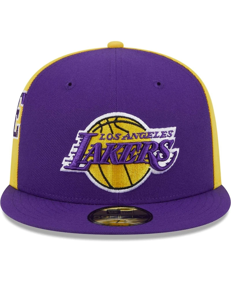 Men's New Era Purple, Gold Los Angeles Lakers Gameday Wordmark 59FIFTY Fitted Hat