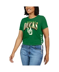 Women's Wear by Erin Andrews Green Oregon Ducks Side Lace-Up Modest Crop T-shirt