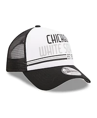 Men's New Era White, Black Chicago White Sox Stacked A-Frame Trucker 9FORTY Adjustable Hat