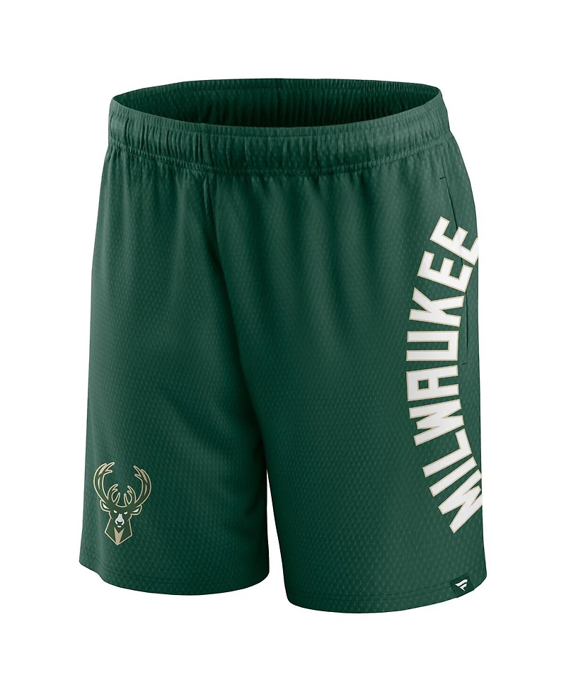 Men's Fanatics Hunter Green Milwaukee Bucks Post Up Mesh Shorts