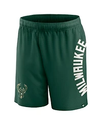 Men's Fanatics Hunter Green Milwaukee Bucks Post Up Mesh Shorts