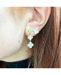 The Lovery Mother of Pearl Graduating Clover Dangle Earrings 14K Gold