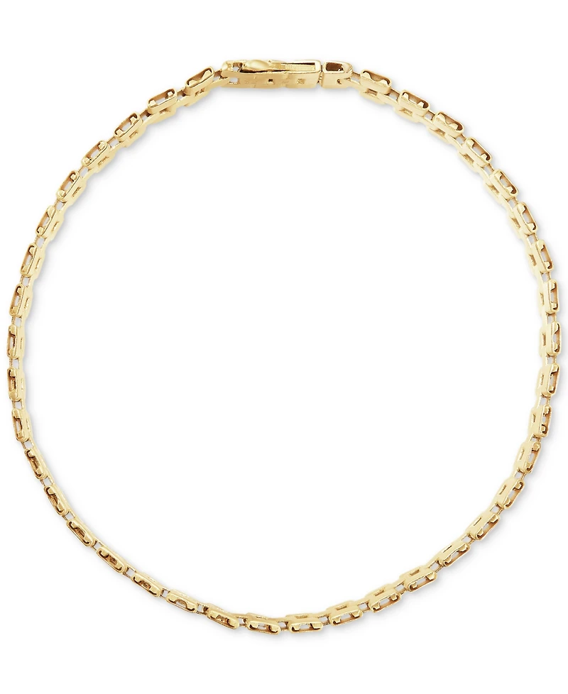 Italian Gold Polished Rectangular Tube Link Statement Bracelet in 14k Gold