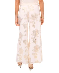 Msk Women's Glitter Chiffon Wide-Leg Pull-On Pants