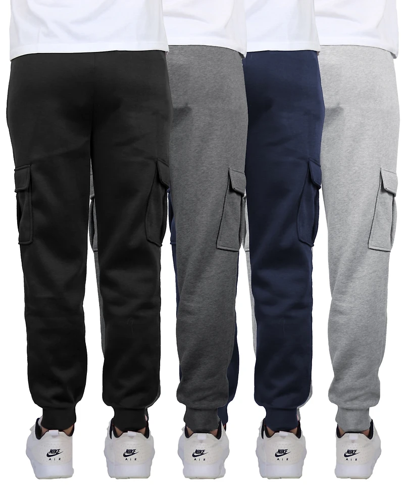 Blue Ice Men's Heavyweight Fleece-Lined Cargo Jogger Sweatpants-4PK