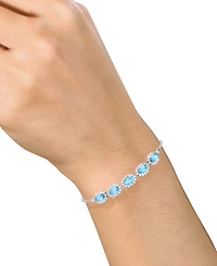 Amethyst (2 ct. t.w.) & Lab-Grown White Sapphire (3/4 Halo Five Stone Bolo Bracelet Sterling Silver (Also Morganite, Lab-Gro