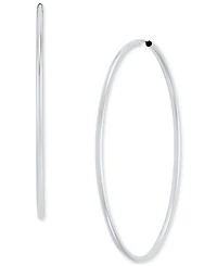 Polished Classic Endless Medium Hoop Earrings in 14k White Gold, 2"