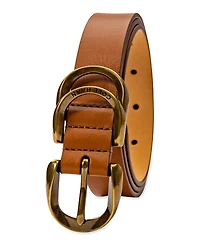 Cole Haan Women's Genuine Leather Sculptured Harness Buckle Belt