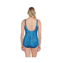 ShapeSolver by Mimi Flamingo Women's Shirred Front Girl Leg One-Piece Swimsuit