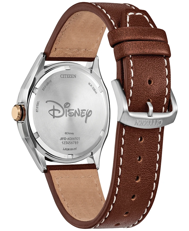 Citizen Eco-Drive Men's Disney Mickey Mouse Explorer Brown Leather Strap Watch 41mm