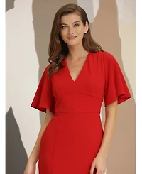 Maggy London Women's Crepe Flutter-Sleeve Midi Dress