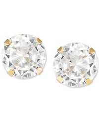 Cubic Zirconia Round Stud Earrings 14k Gold or White