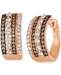 Le Vian Chocolate Diamond & Nude Diamond Multirow Small Hoop Earrings (1-1/4 ct. t.w.) in 14k Gold, 0.7" (Also Available in Rose Gold)
