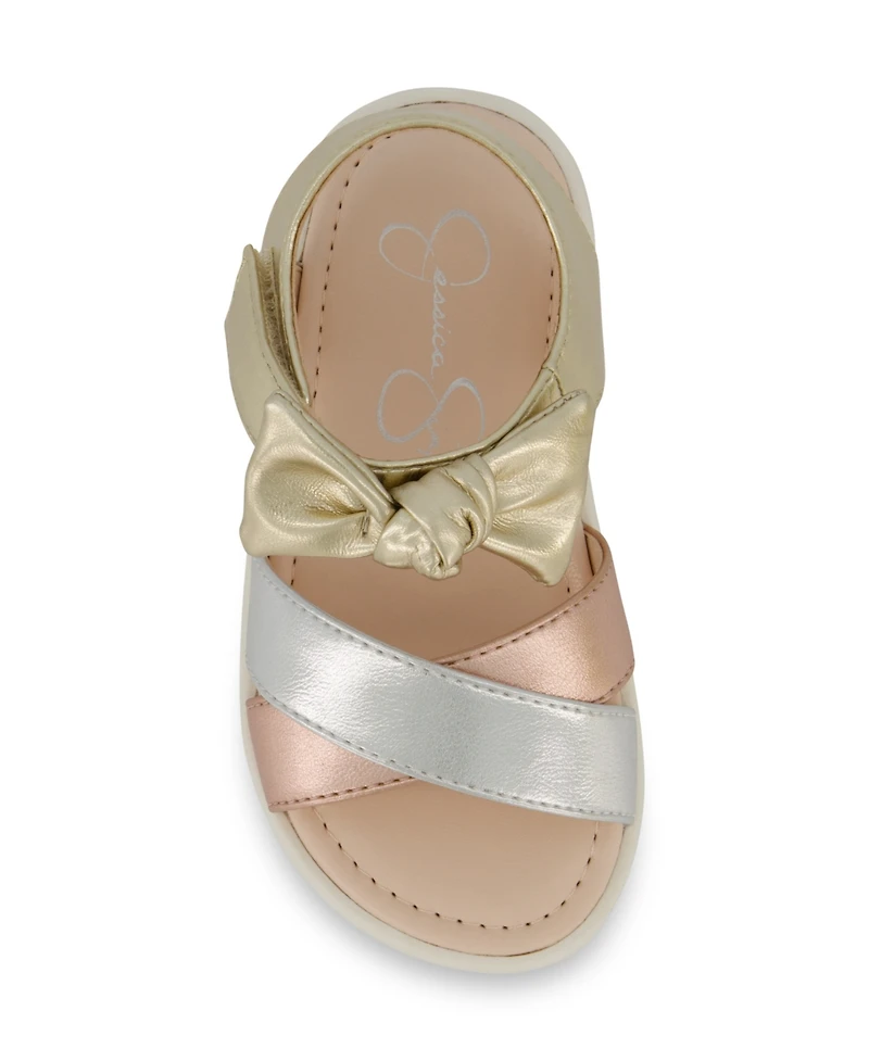 Jessica Simpson Toddler Girls Tia Cross Puffy Bow Casual Sandals