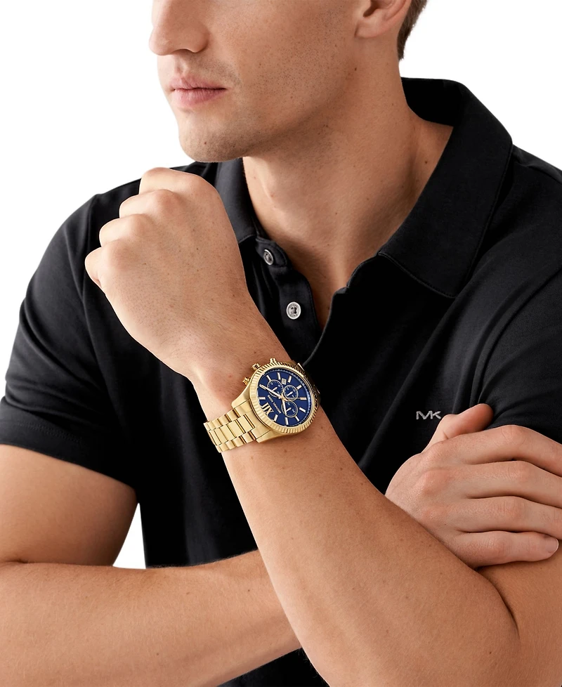 Michael Kors Men's Lexington Chronograph Gold-Tone Stainless Steel Watch 44mm