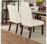 Streamdale Modern Faux Leather White Tufted Set Of 2 Chairs Dining Seat Chair