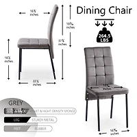 Streamdale Furniture Grey Velvet High Back Nordic Dining Chair Modern Fabric Chair with Black Legs, Set Of 4