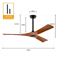 Streamdale Furniture Modern 52" Ceiling Fan with Remote Control, Reversible Motor