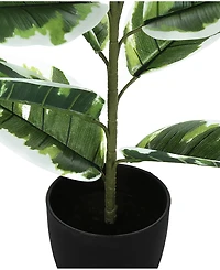 Monarch Specialties 27" Indoor Artificial Rubber Plant with Decorative Black Pot