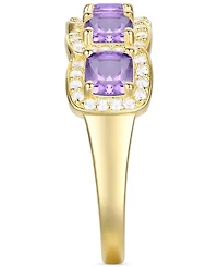 Amethyst (1-1/4 ct. t.w.) & Lab-Grown White Sapphire (1/3 Ring 14k Gold-Plated Sterling Silver (Also Citrine Opal)