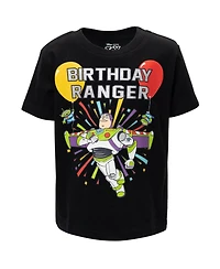 Disney Boys Pixar Toy Story Buzz Lightyear Birthday Graphic T-Shirt Black