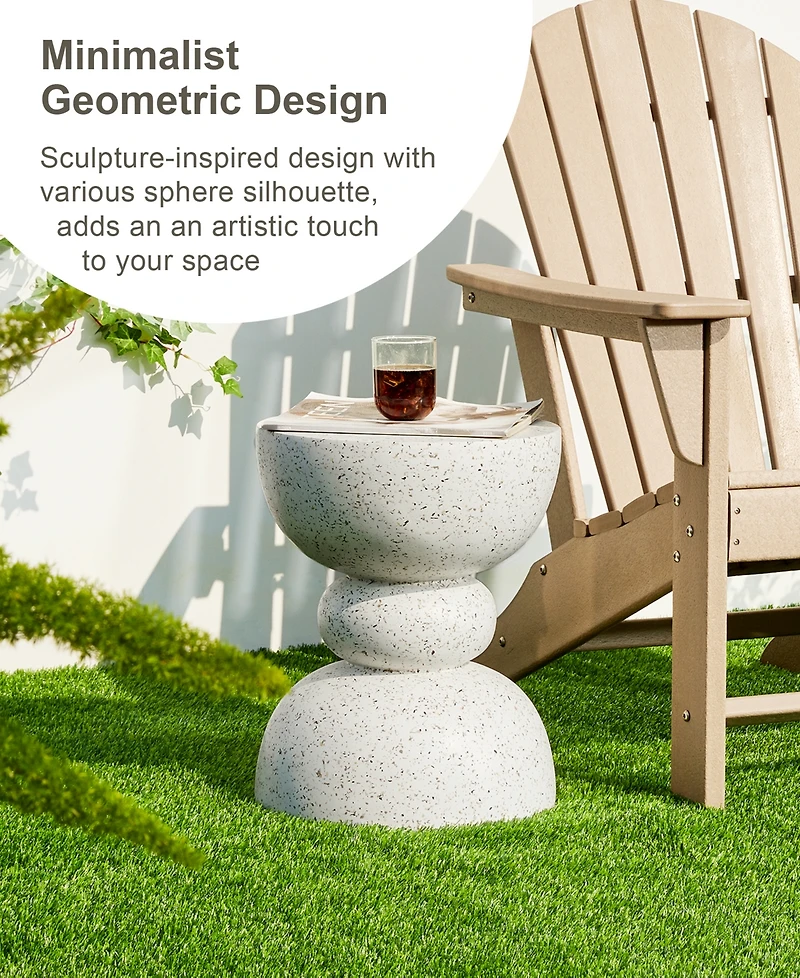 Glitzhome Multi-functional Faux Terrazzo Garden Stool or Plant Stand or Accent Table