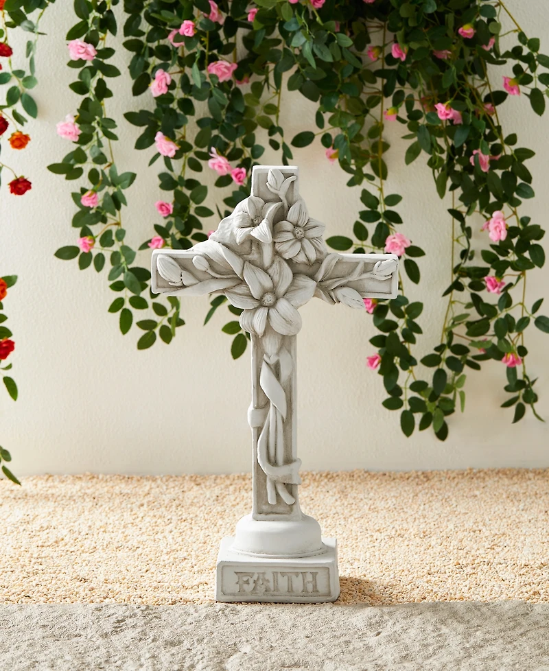 Glitzhome Holy Cross with Lily Garden Statue