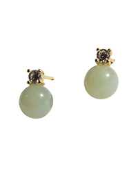Esther — Green jade and zircon stud earrings