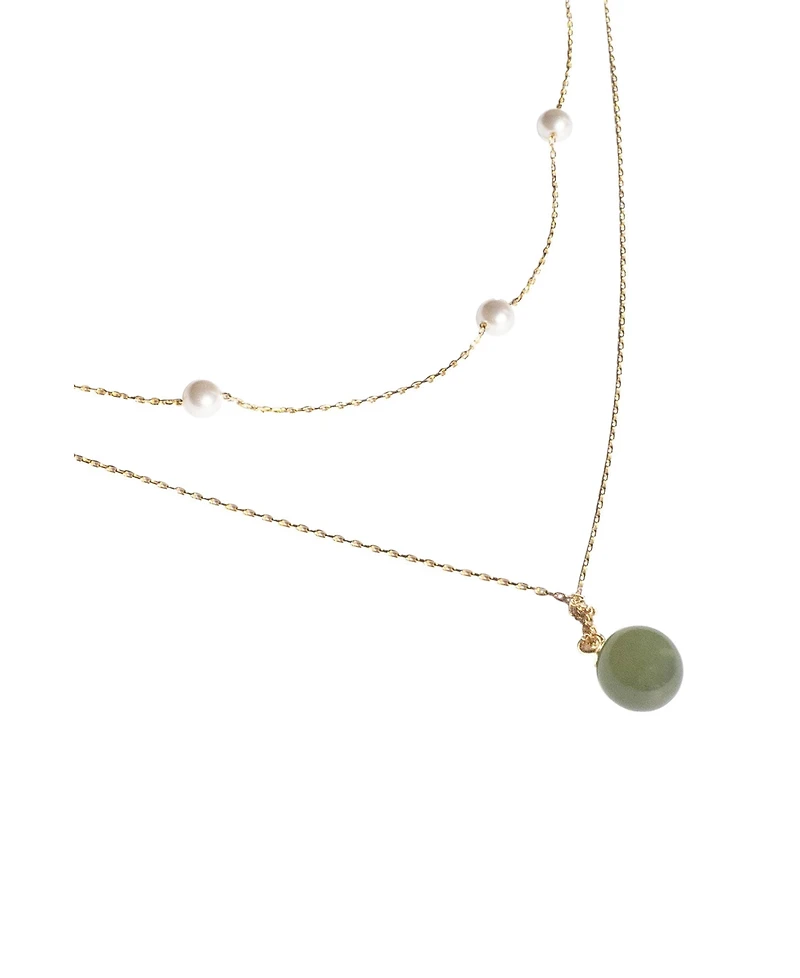 Donut — Green jade pendant necklace