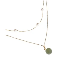 Donut — Green jade pendant necklace