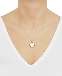 Diamond Accent Mama Disc Pendant Necklace in Sterling Silver or 14k Gold-Plated Sterling Silver, 16" + 2" extender
