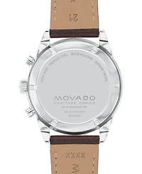 Movado Men's Swiss Chronograph Calendoplan S Cognac Leather Strap Watch 42mm
