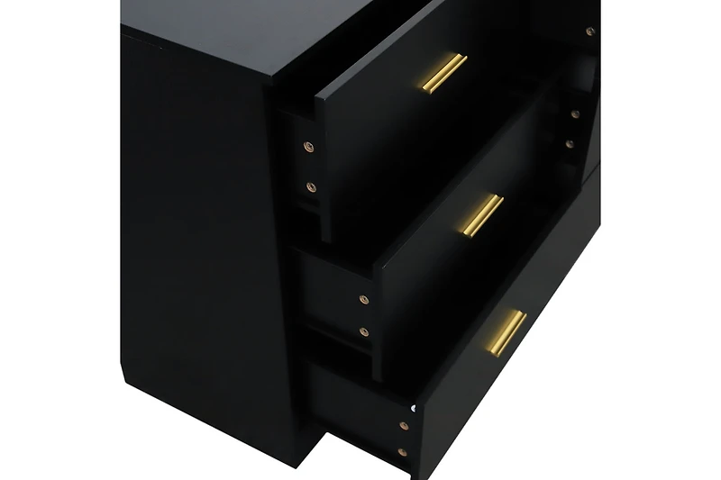 Streamdale Modern Black 6-Drawer Dresser, Amplified Storage