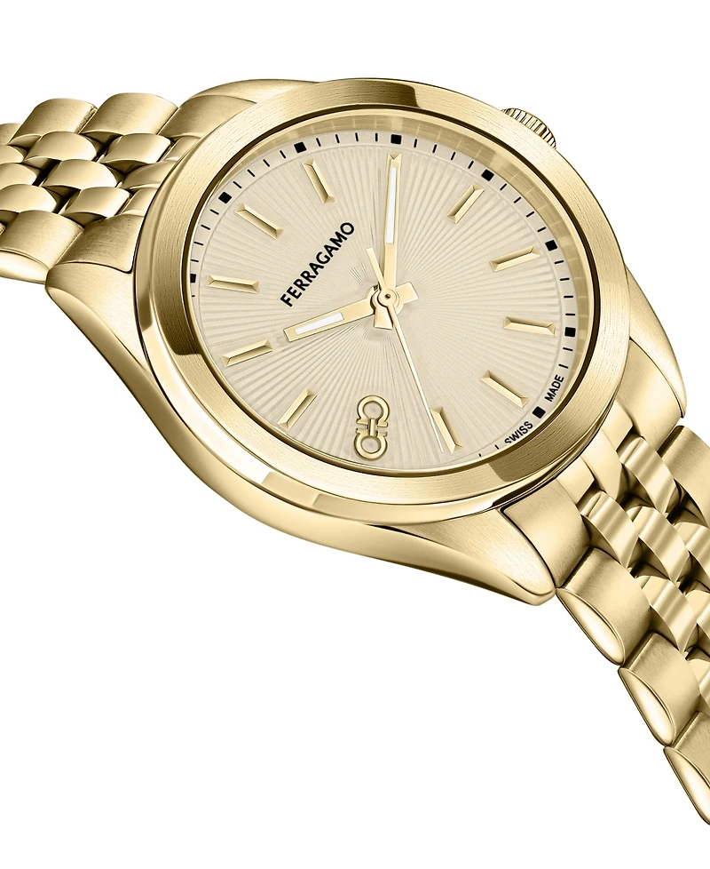 Ferragamo Women's Swiss Gold Ion Plated Bracelet Watch 38mm