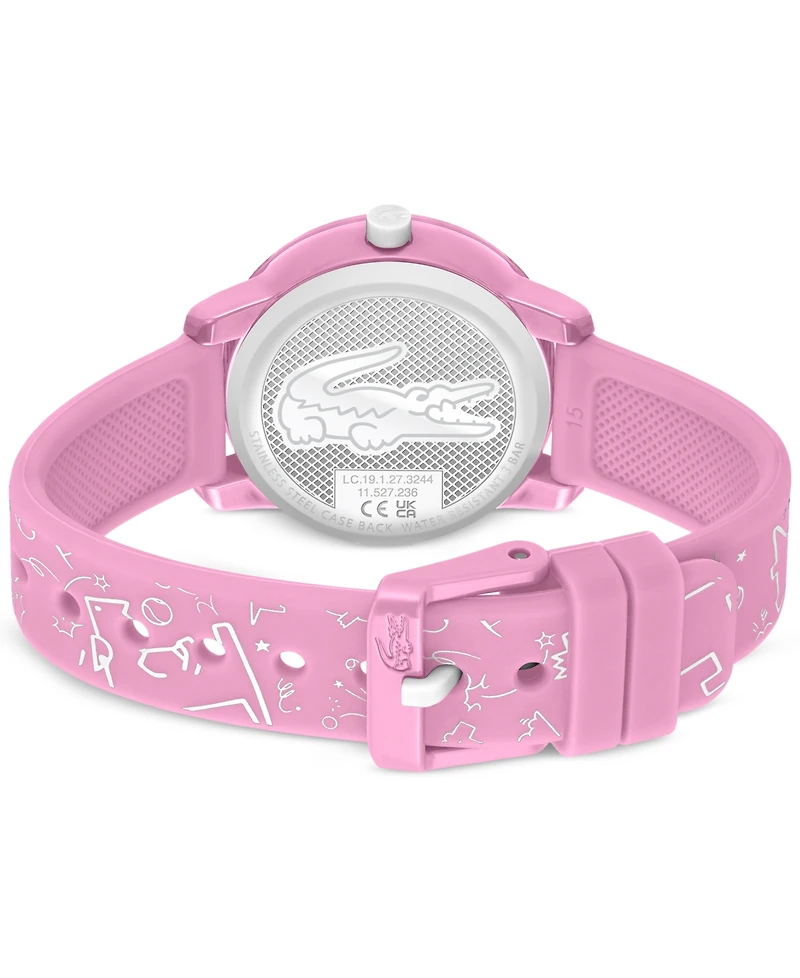 Lacoste Kid's Pink Printed Silicone Strap Watch 33mm